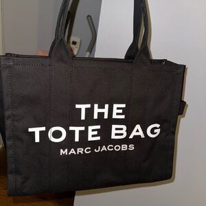 Marc Jacobs Black Tote Bag with White Text